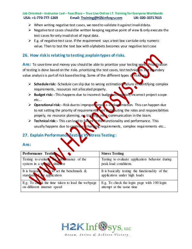 Latest Manual Testing Interview Questions and Answers 2015 - H2kinfos…