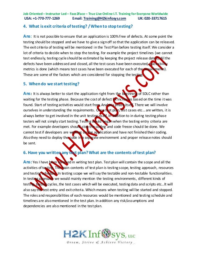 Latest Manual Testing Interview Questions and Answers 2015 - H2kinfos…