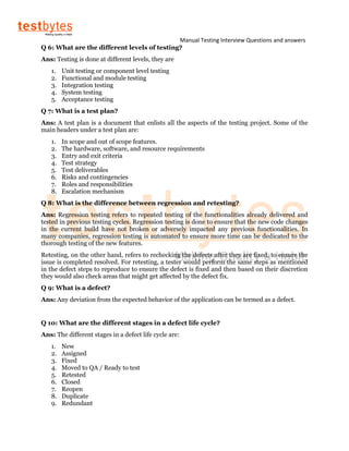 Manual testing interview questions and answers | PDF | Computing ...