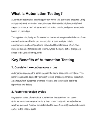 Manual Testing vs Automation Testing_ Key Differences Explained | PDF