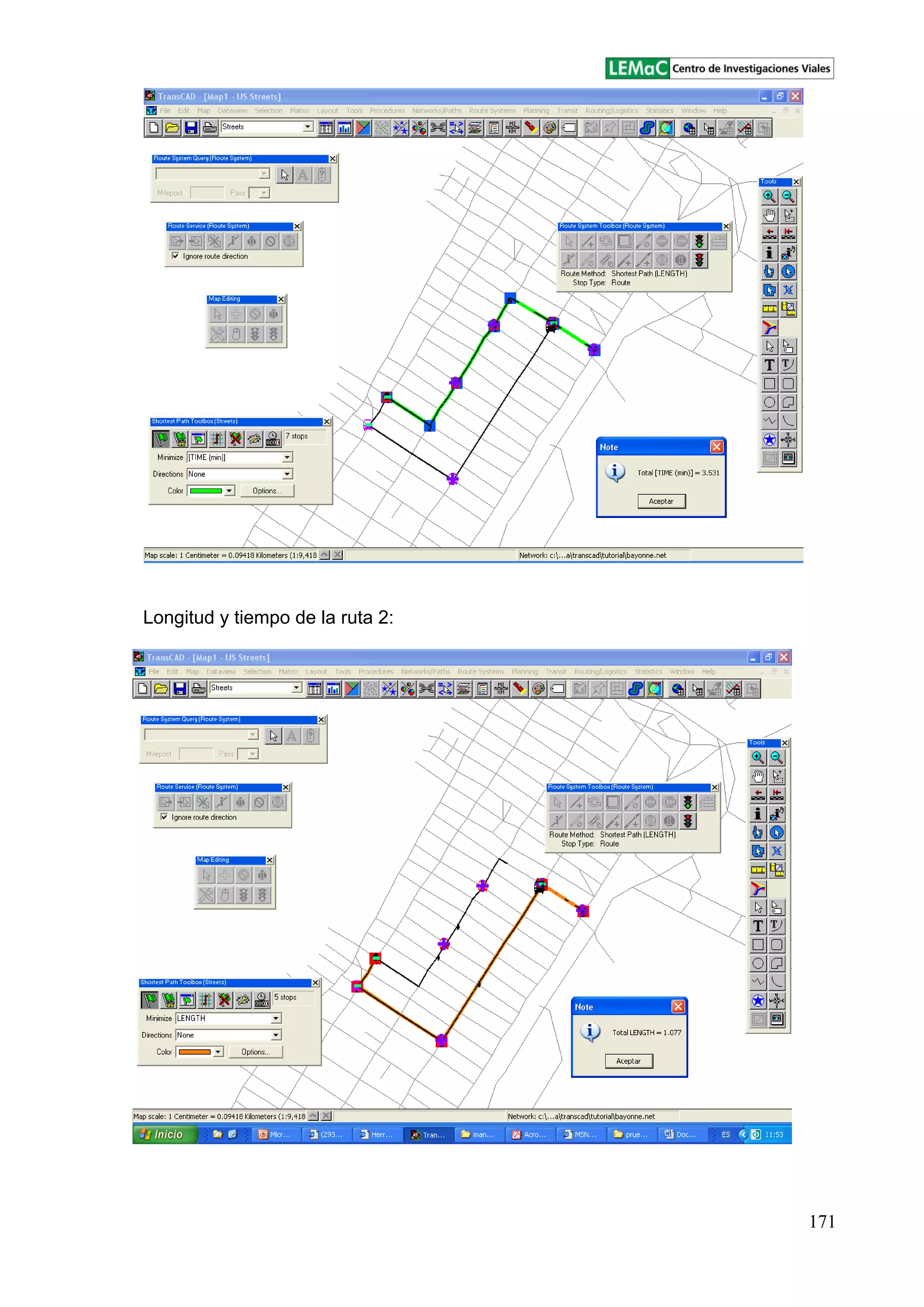 171
Longitud y tiempo de la ruta 2:
 