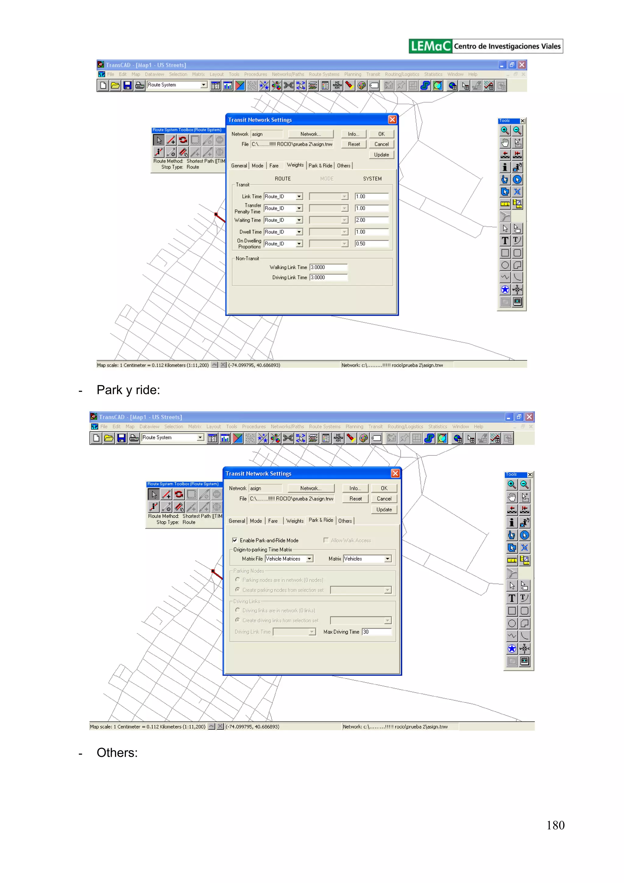 180
- Park y ride:
- Others:
 