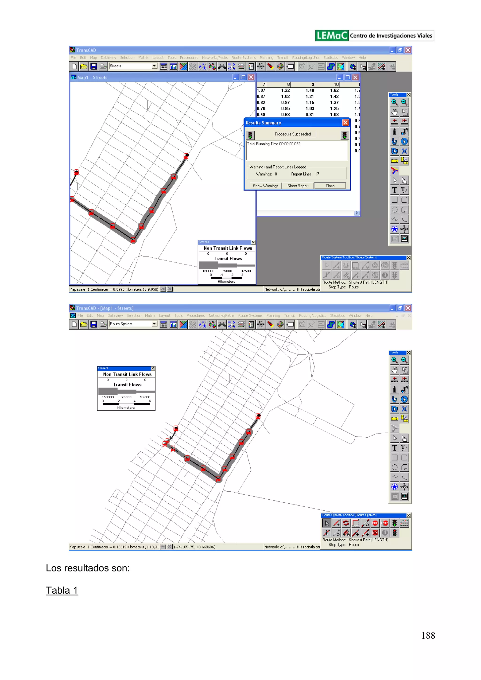 188
Los resultados son:
Tabla 1
 