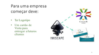 Para uma empresa
começar deve:
10
• Ter Logotipo
• Um cartão de
Visita para
entregar afuturos
clientes
 