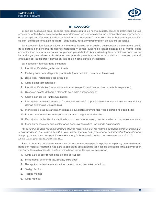 Manual unico de procesimientos en materia de cadena de 