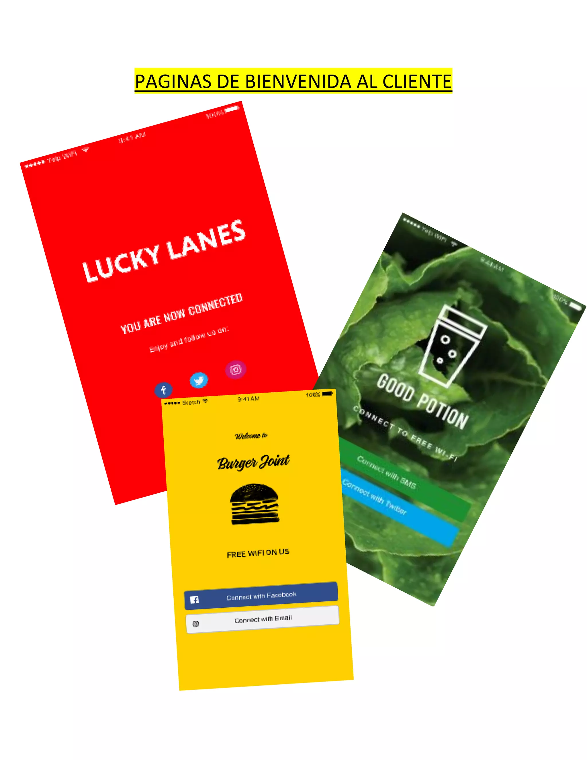 PAGINAS DE BIENVENIDA AL CLIENTE
 