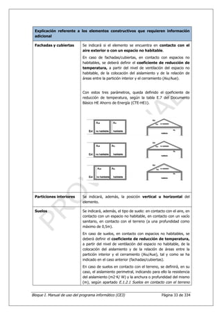 Bloque I. Manual de uso del programa informático (CE3) Página 33 de 334
Explicación referente a los elementos constructivo...