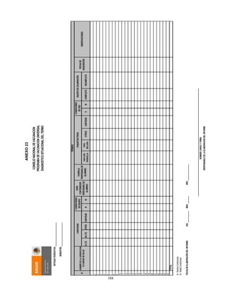 388
9LTS45LTSOTROCANTIDADBM
TAPACON
ROSQUILLA
TAPA
SELLADA
OTROSCANTIDADBMCOMPLETOINCOMPLETO
1
2
3
4
5
6
7
8
9
10
11
12
13
14
15
16
17
18
19
20
21
22
23
24
25
TOTAL
B.-BuenasCondiciones
M.-MalasCondiciones
FECHADEELABORACIÓNDELINFORME:DIA:MES:AÑO:
CHAROLA
PERFORADADE
ALUMINIO
NOMBRECARGOYFIRMA
RESPONSABLEDELAELABORACIONDELINFORME
SEMESTRE:
CONSEJONACIONALDEVACUNACION
PROGRAMADEVACUNACIONUNIVERSAL
DIAGNOSTICOSITUACIONALDELTERMO
ENTIDADFEDERATIVA:
OBSERVACIONES
CAPACIDAD
CONDICIONES
DEEQUIPONOMBREDELAJURISDICCION
Y/OUNIDADDESALUD
TERMOS
N°
CONDICIONES
DEUSOFECHADE
ADQUISICIÓN
EQUIPODECALIBRACIÓNVASO
CONTENEDOR
PERFORADODE
ALUMINIO
PAQUETESFRIOS
ANEXO23
 