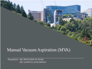 Manual V
acuumAspiration (MV
A)
Presented by : DR. PRIYANSHU KUMARI
DR. NAJIWULLAH RAHMAN
 