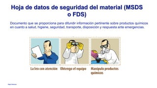 Anglo American
Hoja de datos de seguridad del material (MSDS
o FDS)
Documento que se proporciona para difundir información pertinente sobre productos químicos
en cuanto a salud, higiene, seguridad, transporte, disposición y respuesta ante emergencias.
 