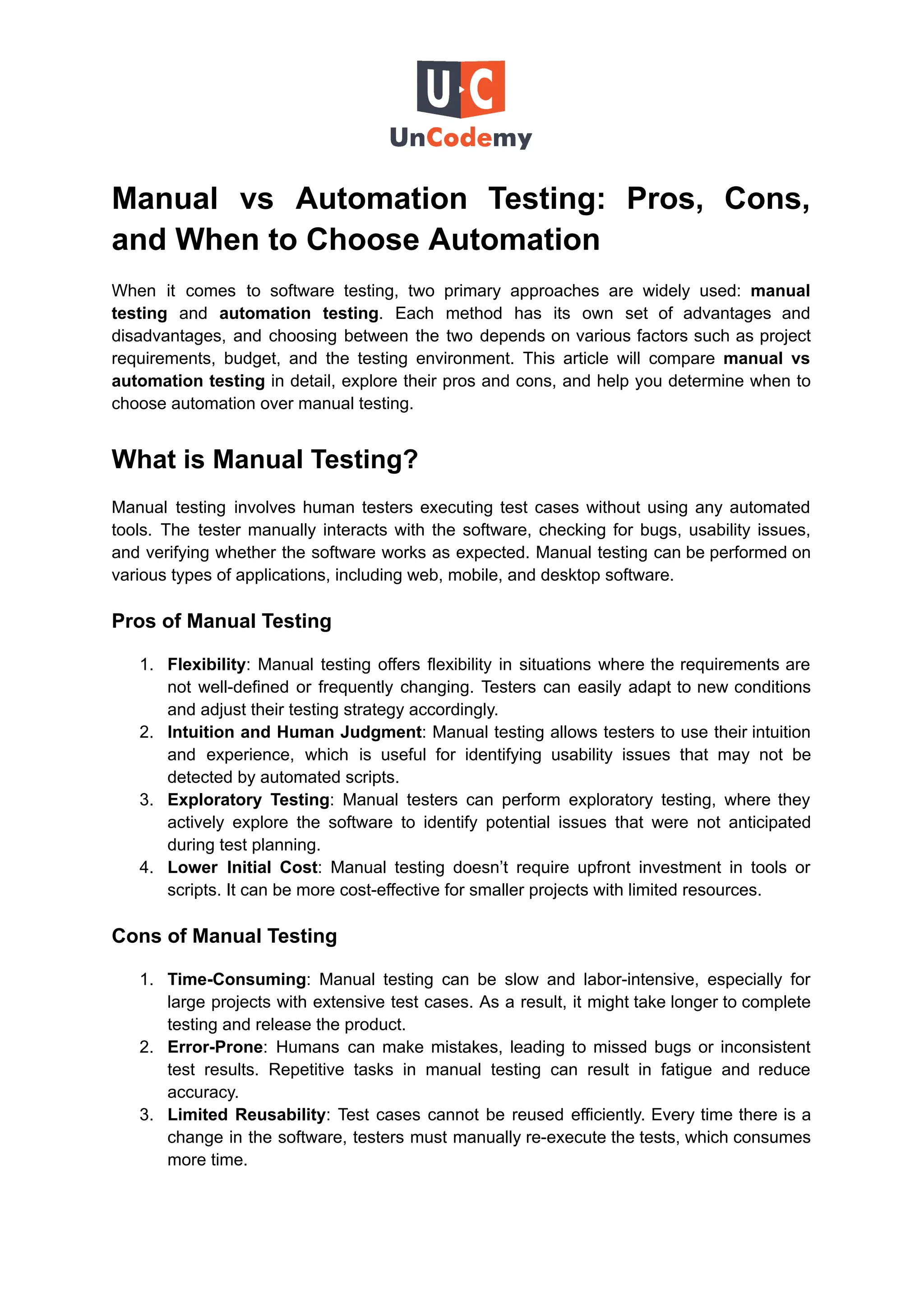 Manual vs Automation Testing_ Pros, Cons, and When to Choose Automation.pdf