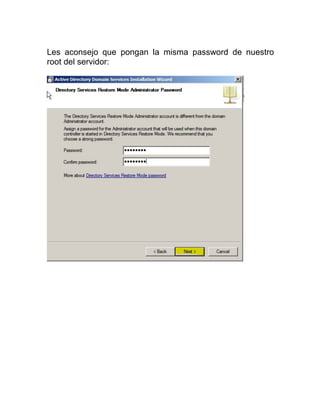 Les aconsejo que pongan la misma password de nuestro
root del servidor:
 