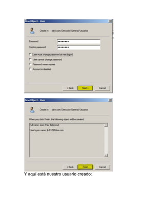 Y aquí está nuestro usuario creado:
 