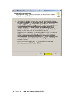 Le damos crear un nuevo dominio:
 