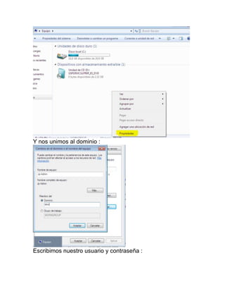 Y nos unimos al dominio :
Escribimos nuestro usuario y contraseña :
 