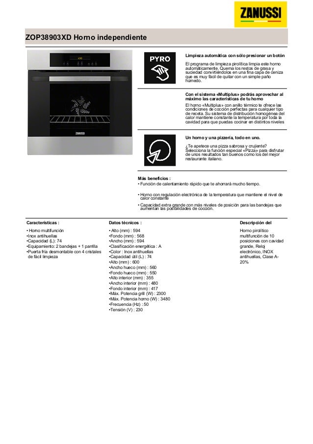 Manual zanussi horno zop38903xd