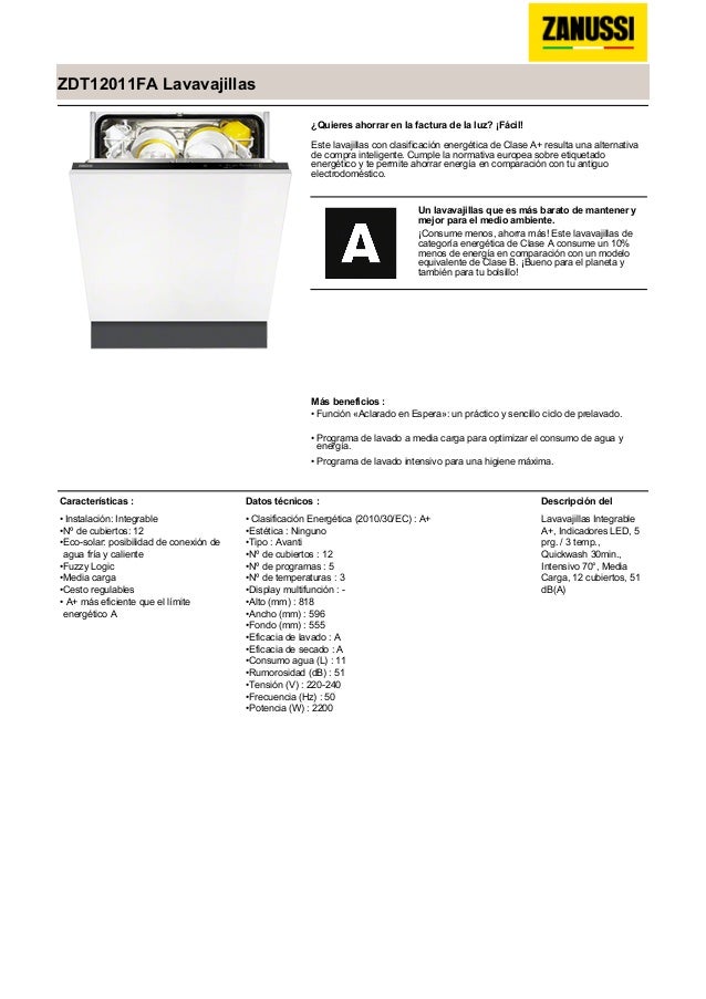 Manual zanussi lavavajillas zdt12011fa