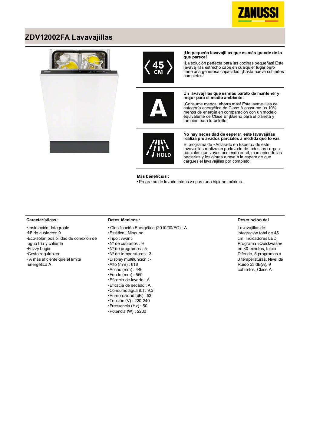 Manual zanussi lavavajillas zdv12002fa