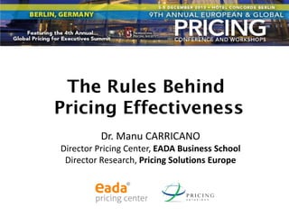 Dr. Manu CARRICANO
Director Pricing Center, EADA Business School
Director Research, Pricing Solutions Europe
 