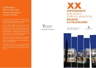 Programa actividades XX Aniversario Biblioteca Municipal "Manuel Altolaguirre"