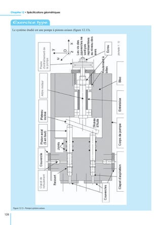 Chapitre 12 • Spéciﬁcations géométriques
128
Le système étudié est une pompe à pistons axiaux (ﬁgure 12.13).
Exercice type
Figure 12.13 – Pompe à pistons axiaux.
 