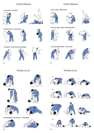 Contre-attaques
38
O-UCHI-GARI + UKI-WAZA
DE-ASHI-BARAI + O-SOTO-GARI
UCHI-MATA + SUKUI-NAGE (TE-GURUMA)
Contre-attaques
40
RYO-TE-JIME + TOMOE-NAGE
KATA-JUJI-JIME + SODE-TSURI-KOMI-GOSHI
Ude-Ishigi-UDE-GATAME + O-UCHI-GARI
Entrées au sol
90
RETOURNEMENT UDE-GARAMI + OSAE-WAZA
11
Entrées au sol
92
16
13
14
15
 