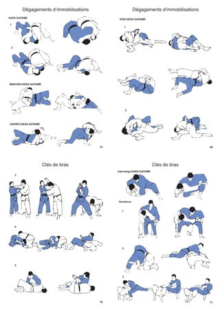 51
Dégagements d’immobilisations
KATA-GATAME
MAKURA-GESA-GATAME
USHIRO-GESA-GATAME
1
2
Dégagements d’immobilisations
49
HON-GESA-GATAME
1
2
79
Clés de bras
3
4
5
77
Clés de bras
Variations
1
Ude-Ishigi-HARA-GATAME
2
3
 
