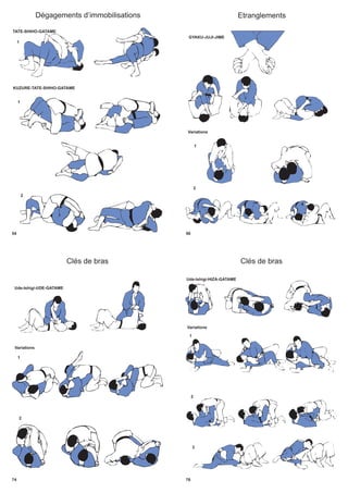 Dégagements d’immobilisations
54
TATE-SHIHO-GATAME
2
1
1
KUZURE-TATE-SHIHO-GATAME
Etranglements
56
GYAKU-JUJI-JIME
Variations
1
2
Clés de bras
74
Ude-Ishigi-UDE-GATAME
Variations
1
2
Clés de bras
76
Ude-Ishigi-HIZA-GATAME
Variations
1
2
3
 