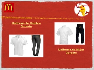Uniforme de Hombre 
Gerente 
Uniforme de Mujer 
Gerente 
 