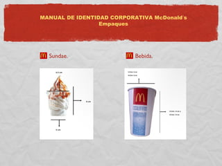 MANUAL DE IDENTIDAD CORPORATIVA McDonald’s 
Empaques 
Sundae. Bebida. 
 