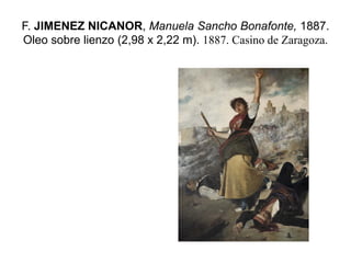 F. JIMENEZ NICANOR, Manuela Sancho Bonafonte, 1887.
Oleo sobre lienzo (2,98 x 2,22 m). 1887. Casino de Zaragoza.
 