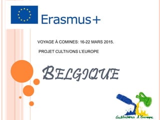 BELGIQUE
VOYAGE À COMINES: 16-22 MARS 2015.
PROJET CULTIVONS L’EUROPE
 