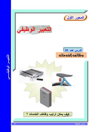 ‫ﺍﻝﻤﺤﻭﺭ ﺍﻷﻭل‬


                          ‫ﺍﻝﺘﻌﺒﻴﺭ ﺍﻝﻭﻅﻴﻔﻲ‬

                                                         ‫ﺍﻝﺩﺭﺱ ﻋﺩﺩ 10‬
                                                    ‫‪ª‬‬          ‫א‬           ‫و‬
‫ﺍﻝ ﹼﻌﺒﻴـﺭ ﺍﻝﻭﻅﻴﻔــﻲ‬
               ‫ﺘ‬




                              ‫ﻜﻴﻑ ﻴﻤﻜﻥ ﺘﺭﺘﻴﺏ ﻭﻅﺎﺌﻑ ﺍﻝﺨﺩﻤﺎﺕ ؟‬

                      ‫5‬                                            ‫ﻜﺭﺍﺱ ﺍﻷﻨﺸﻁﺔ‬
 