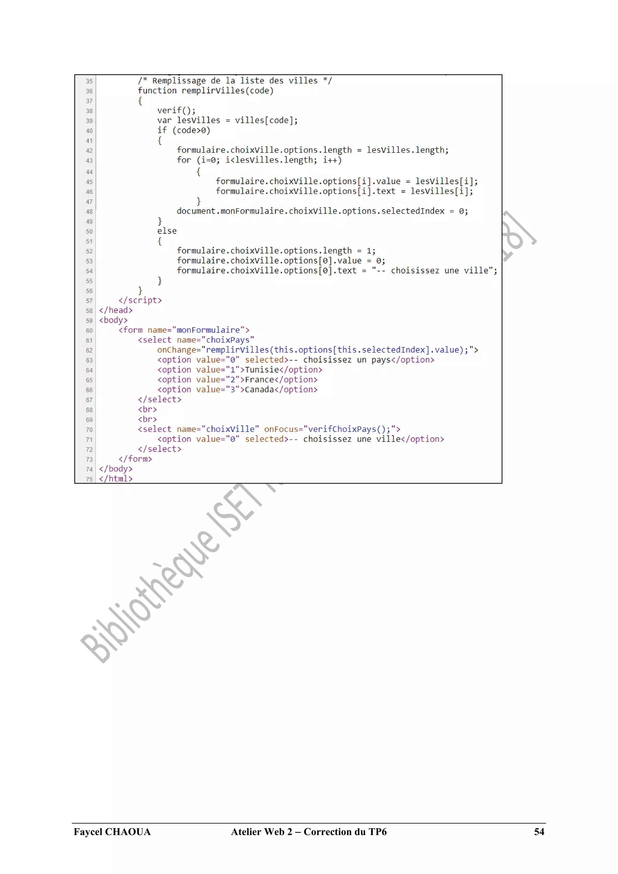 Faycel CHAOUA Atelier Web 2  Correction du TP6 54
 
