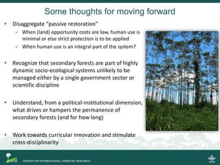 Key governance issues and the fate of secondary forests as a tool for large-scale forest restoration