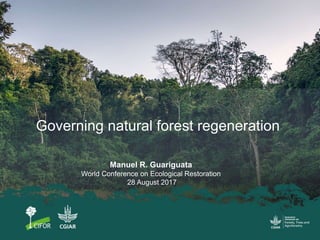 Governing natural forest regeneration
Manuel R. Guariguata
World Conference on Ecological Restoration
28 August 2017
 