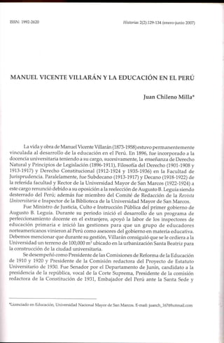 Manuel Vicente Villarán y la educación en el Perú
