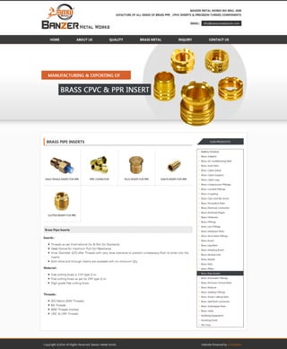 Manufacturers i exporters i suppliers of brass pipe inserts