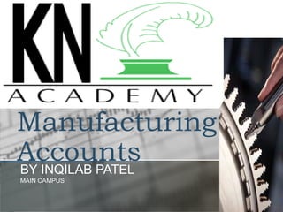 Manufacturing
Accounts
BY INQILAB PATEL
MAIN CAMPUS
 