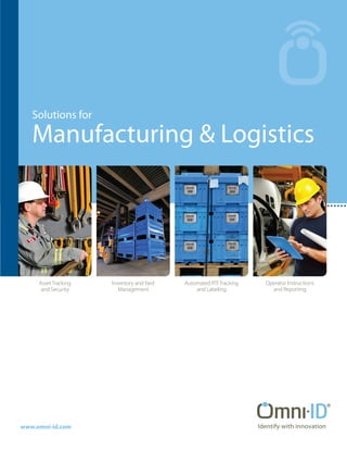 Solutions for
Manufacturing & Logistics
www.omni-id.com
Asset Tracking
and Security
Automated RTI Tracking
and Labeling
Operator Instructions
and Reporting
Inventory and Yard
Management
 