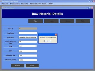 Manufacturing and sales management system