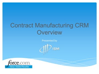 Contract Manufacturing CRMOverview Presented by 