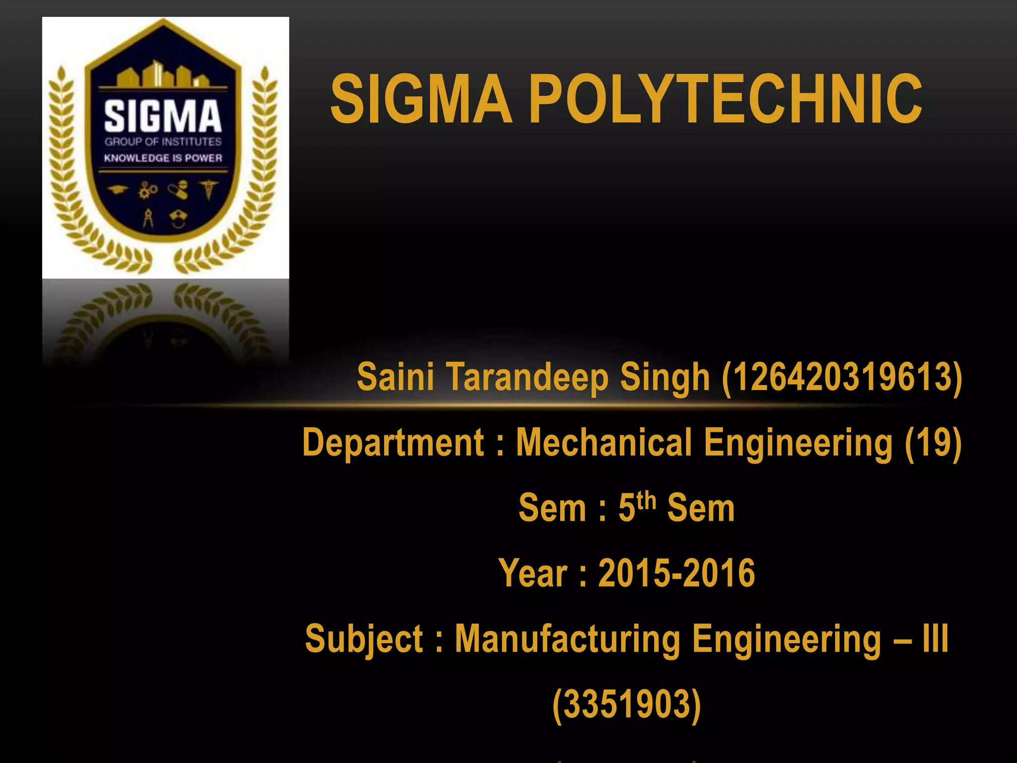 Manufacturing engineering iii (ppt on jig boring machine) PPT