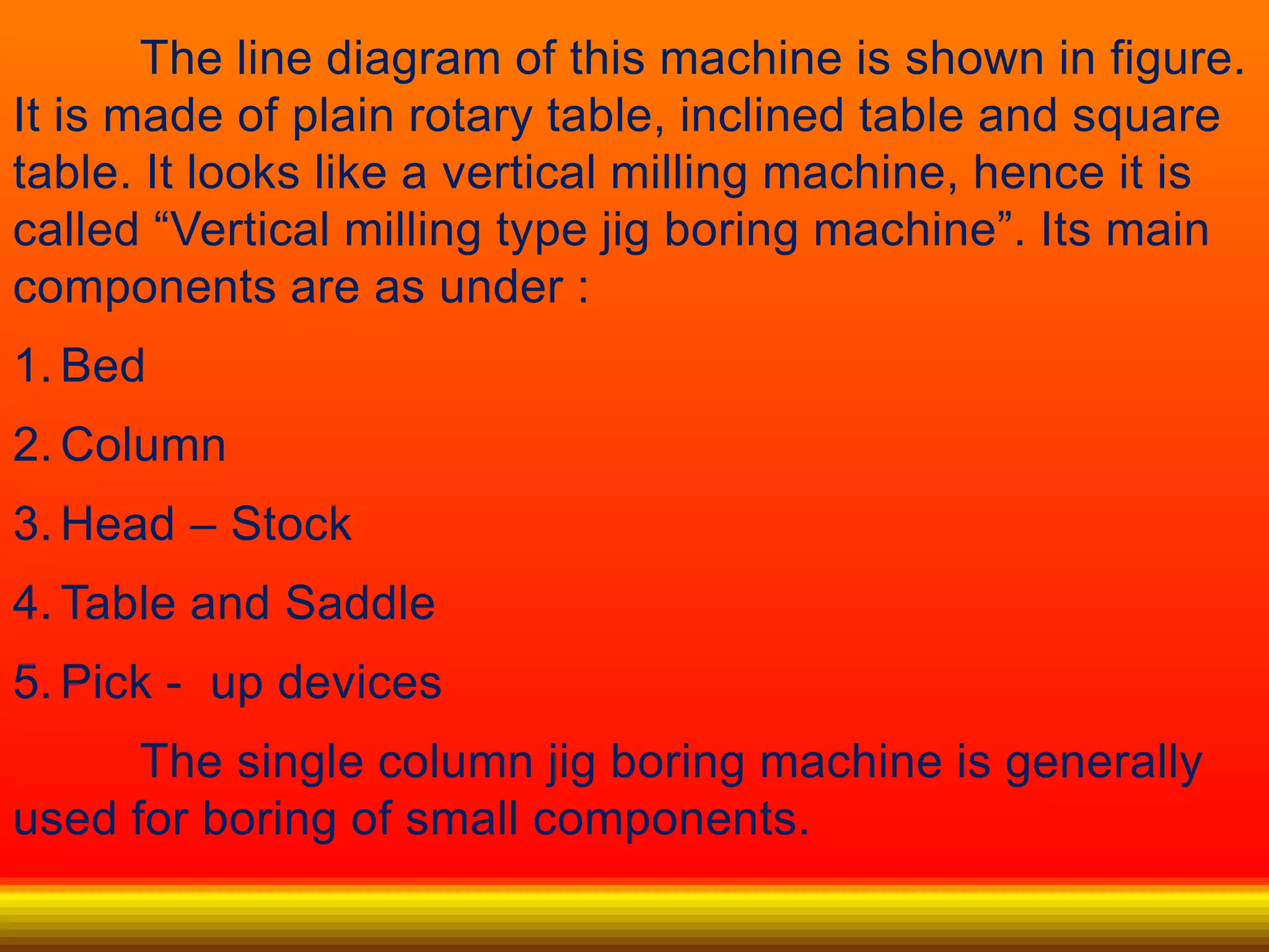 Manufacturing engineering iii (ppt on jig boring machine) PPT