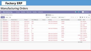 Fleet
Manufacturing Orders
Factory ERP
 