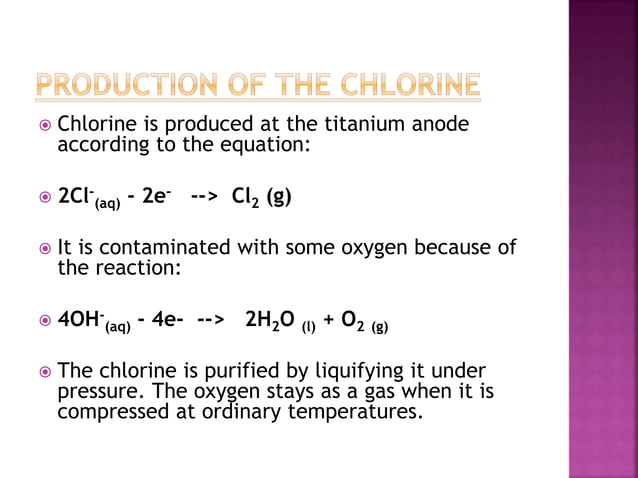 Chlorine Process Manufacturing of chlorine using diaphragm cell, membrane cell | PPTX ...