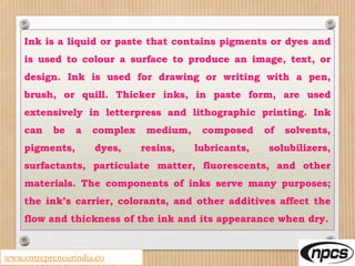 Ink Components Manufacturing of Printing Inks with Formulation (Flexographic Inks ...