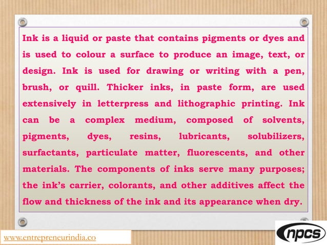 Printing Ink Formulation Manufacturing of Printing Inks with Formulation (Flexographic Inks ...