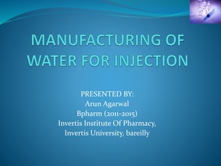 PRESENTED BY:
Arun Agarwal
Bpharm (2011-2015)
Invertis Institute Of Pharmacy,
Invertis University, bareilly
 