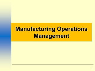 1
Manufacturing Operations
Management
 